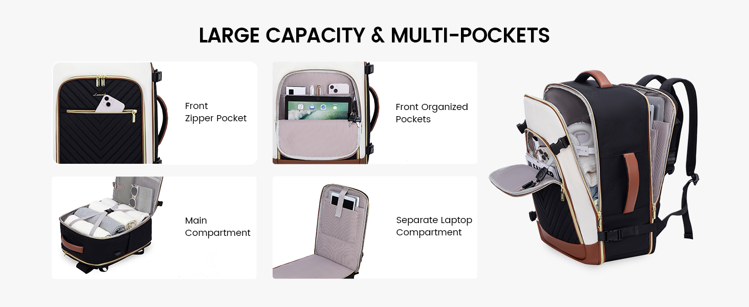 Рюкзак LOVEVOOK для ручної поклажі 40L: жіночий, для подорожей, з відділенням для ноутбука 17.3