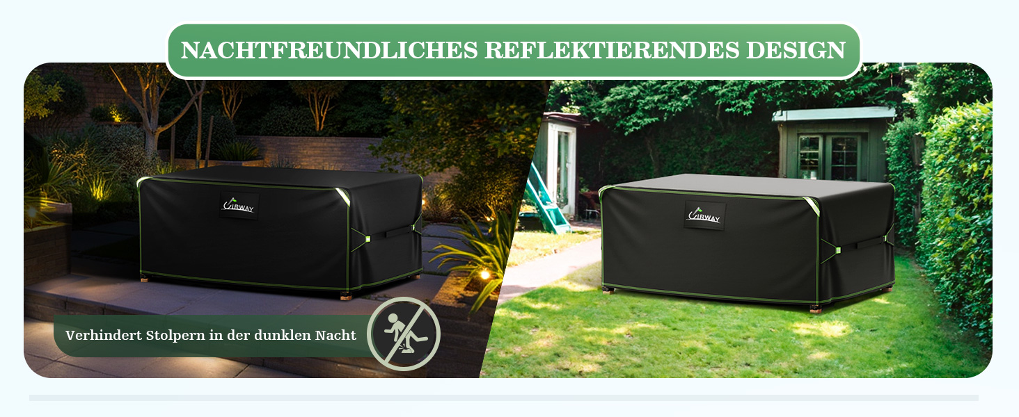 Чохол для садово-патіо меблів UIRWAY 180x120x74 см, водовідштовхуючий, 420D Oxford, з вентиляційними отворами та світловідбиваючими смугами