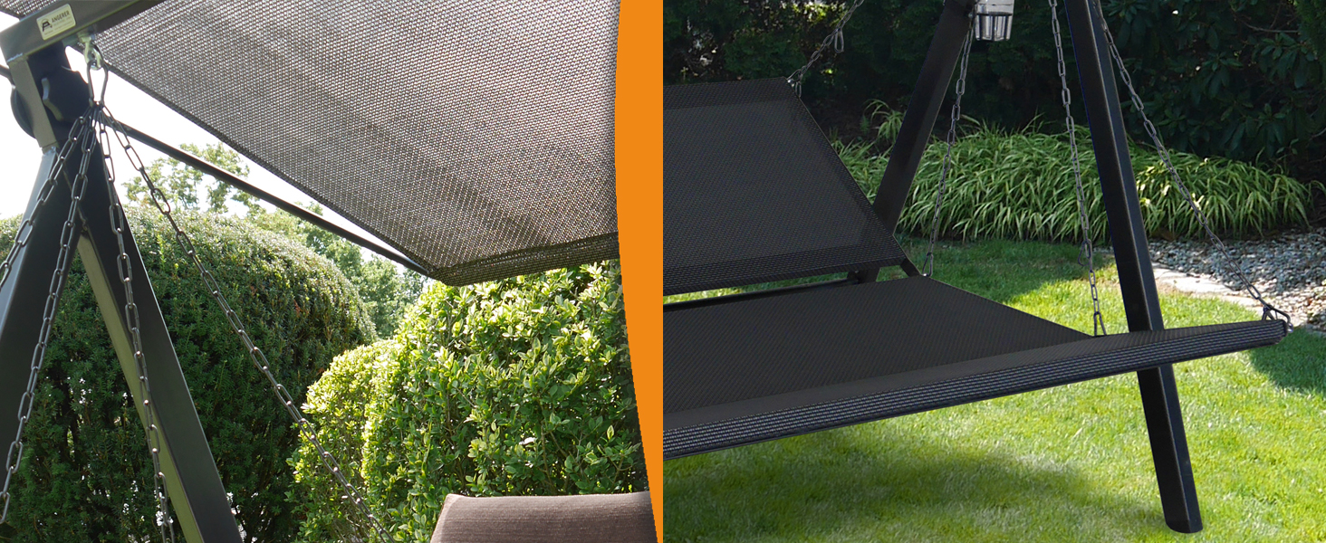 Гойдалка Анґерер Голлівуд Лаунж Смарт – зручна гойдалка для сидіння, відпочинку та сну, з функцією ліжка, легка збірка, Made in Germany, преміум-якість, бежева тканина