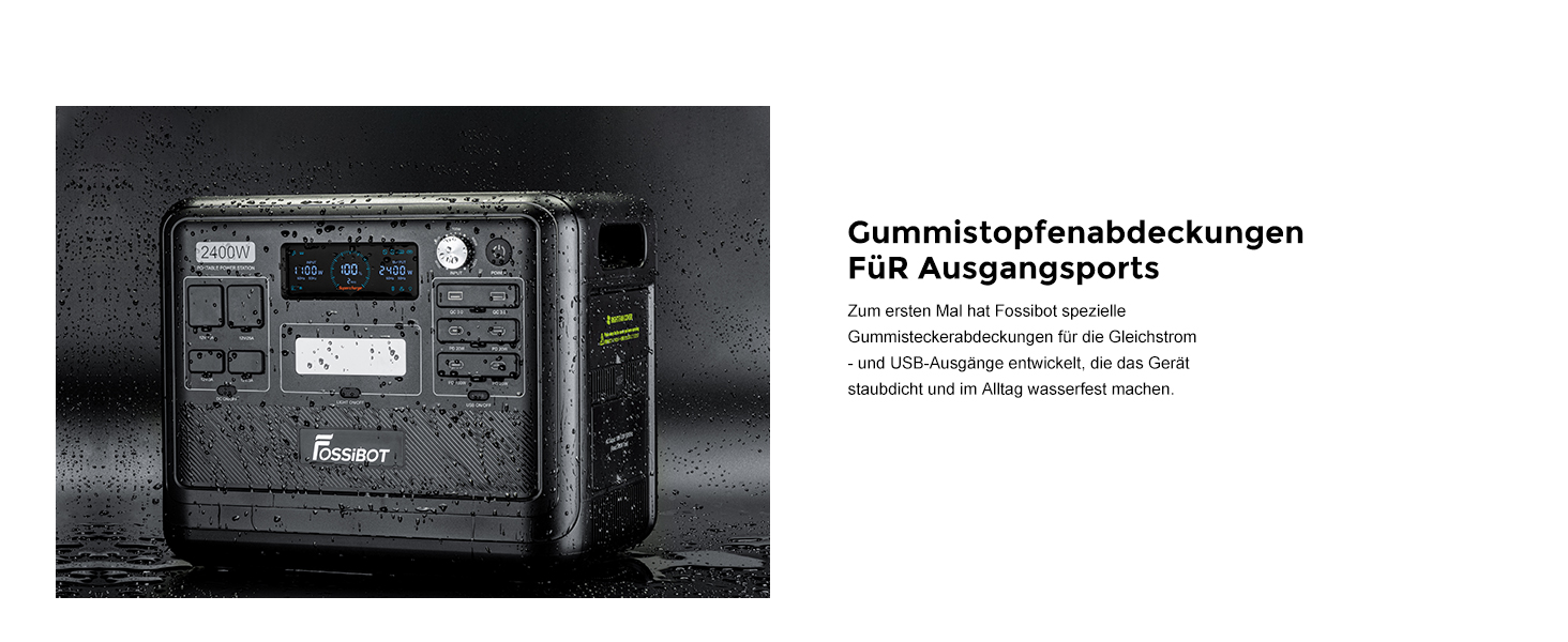 Портативна електростанція FOSSiBOT F2400: 2048Wh LiFePO4, 2400W (4800W пік), 230V, 3 виходи AC, для дому, кемпінгу та резервного живлення