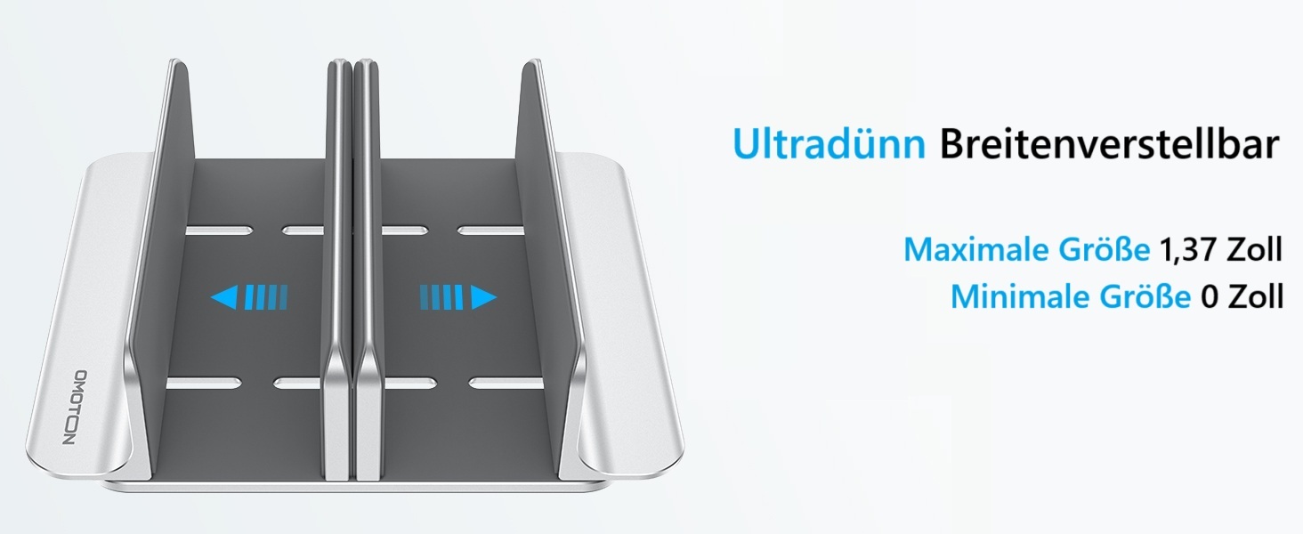 Підставка для ноутбука OMOTON 3 в 1, алюміній, регульована, до 17.3 дюйма, сумісна з MacBook, Android, срібна