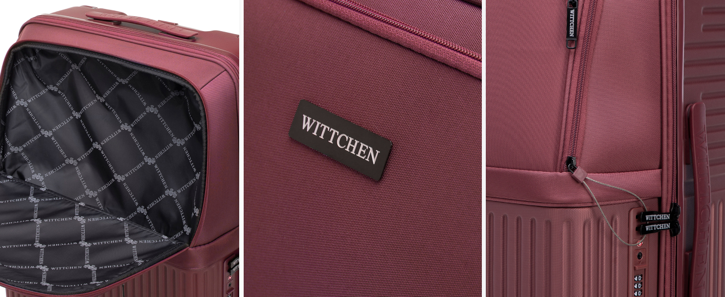 Набір валізWITTCHEN AXIS 3 шт. | Ручна та велика валіза | Гібрид ABS Nylon з TSA замком, телескопічною ручкою та 360° колесами | Бордовий колір