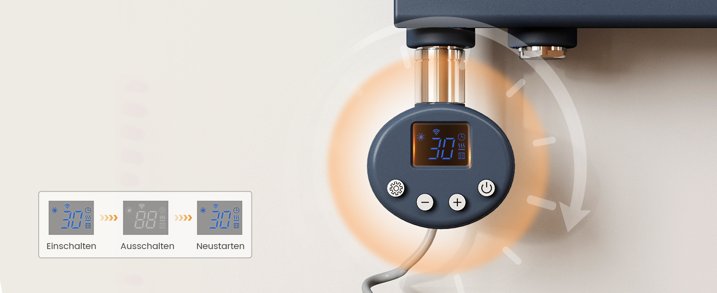 Електричний рушникосушар EMKE з термостатом 1320x500 мм, білий, 800W