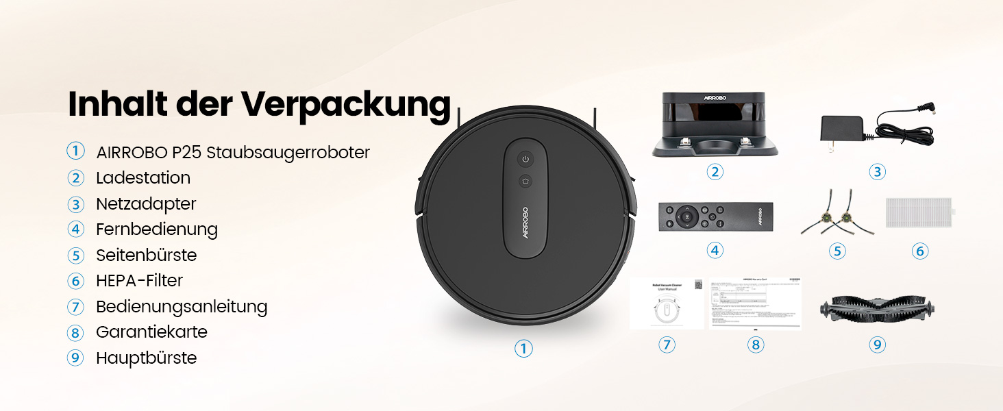 Робот-пилосос AIRROBO P25: потужність 2800Pa, для тварин, керування через додаток, 120 хвилин роботи, з пультом, чорний