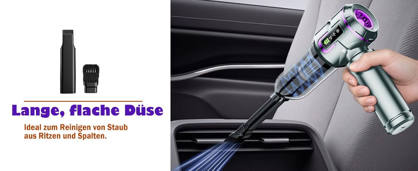 Акумуляторний ручний пилосмок 25000Па 100W з безщітковим двигуном, функцією видування та всмоктування, 6000mAh, 3 режими роботи, для авто, дому та офісу