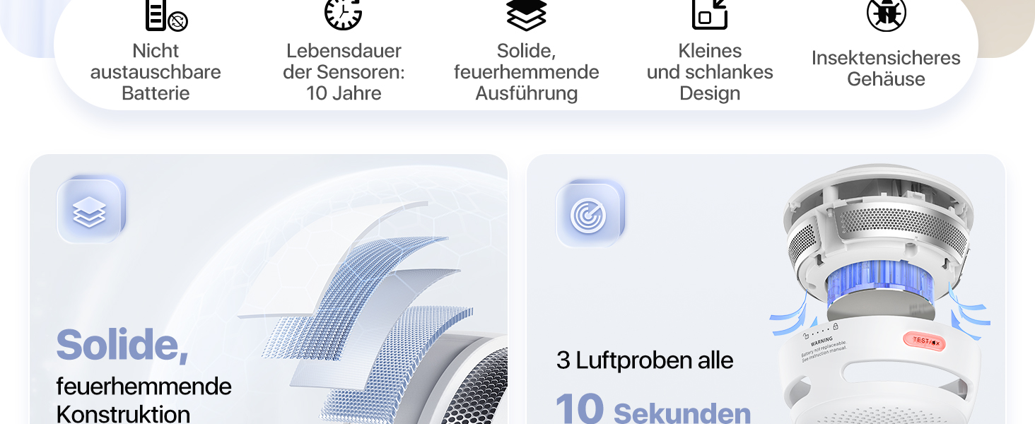 X-Sense Детектор диму автономний 10 років батарея, не сумісний з базовою станцією, міні-пожежовиявлювач, 6 шт.
