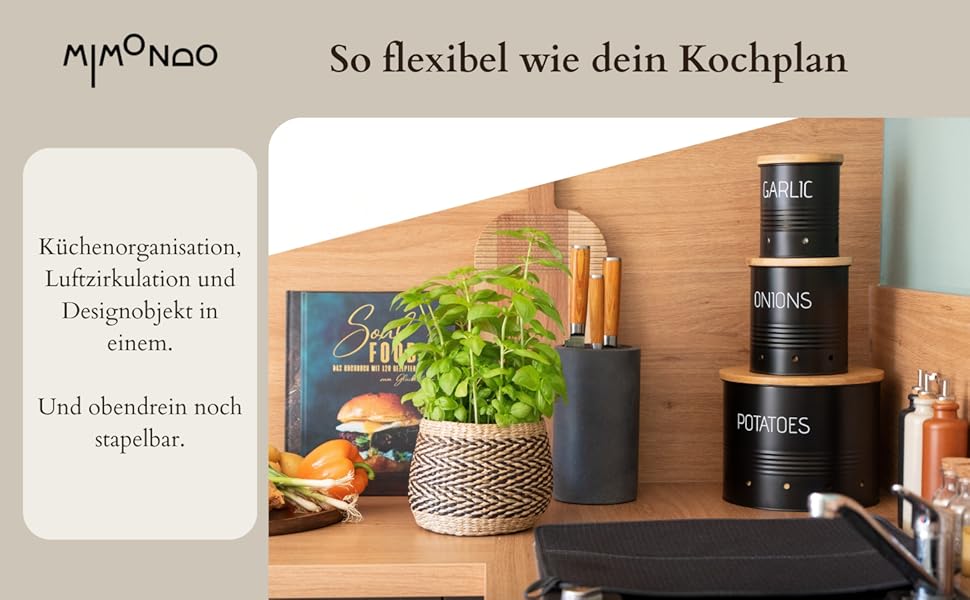 Набір контейнерів для зберігання картоплі, цибулі та часнику (3 шт.) з бамбуковими кришками