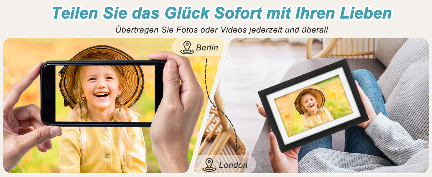 Цифровий рамка для фотографій з дерева, Wi-Fi, 32GB, 10.1 дюйма, IPS сенсорний екран, Frameo APP, подарунок, дуб (чорний дуб)