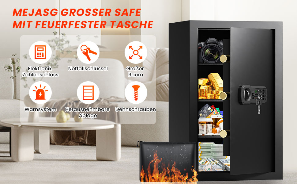 Вогнетривкий сейф Safe Tresor 85L з цифровим замком для зброї, золота, документів та медикаментів