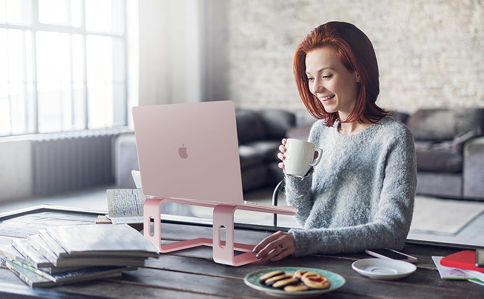 Підставка для ноутбука Soundance, алюміній, ергономічна, для столу, 10-15.6 дюймів, рожева