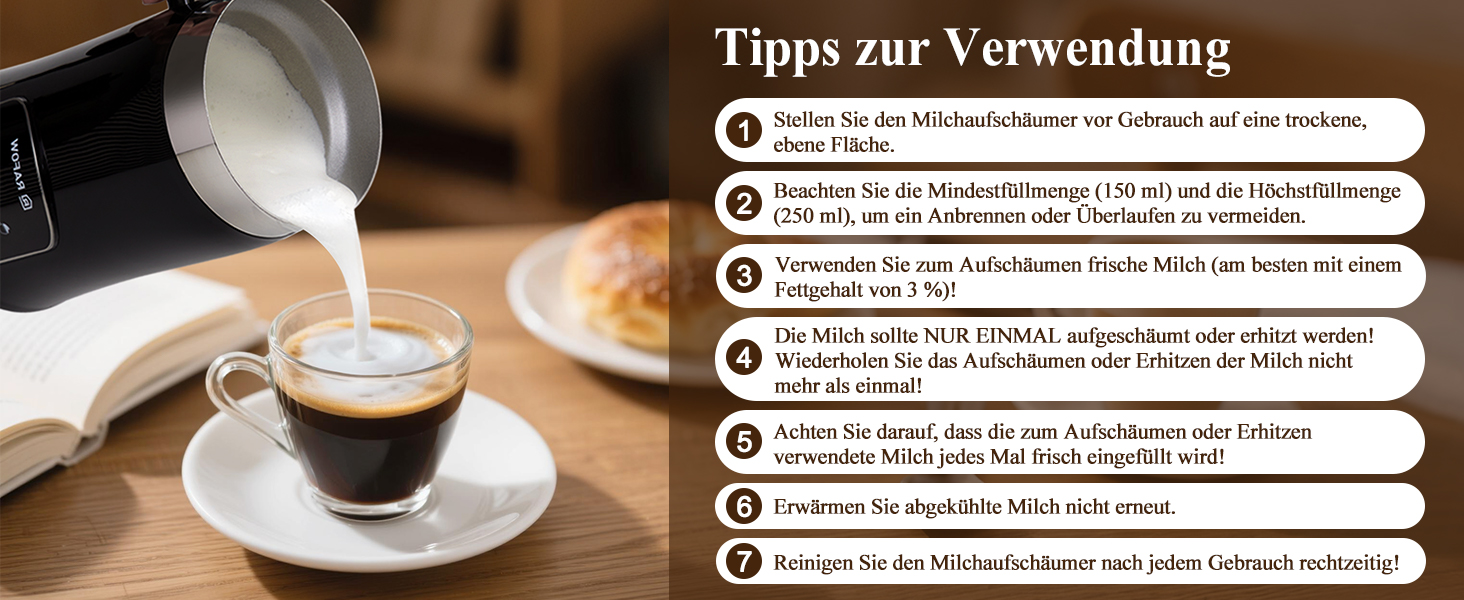 Електричний спінювач молока 5 в 1 з LED-дисплеєм, 350 мл - для капучино, лате, гарячого шоколаду