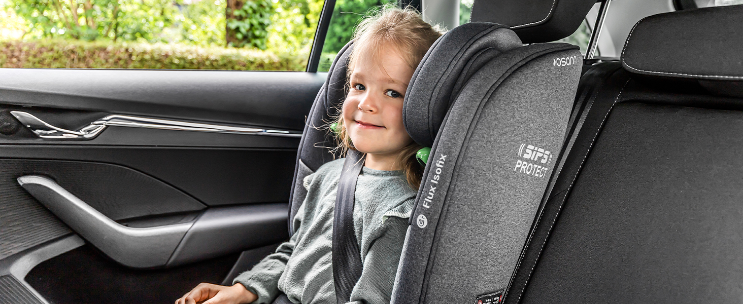 Дитяче автокрісло Osann Flux Isofix, i-Size від 76 до 150 см, зростаюче дитяче автокрісло Isofix- сірий меланж i-Size сірий меланж