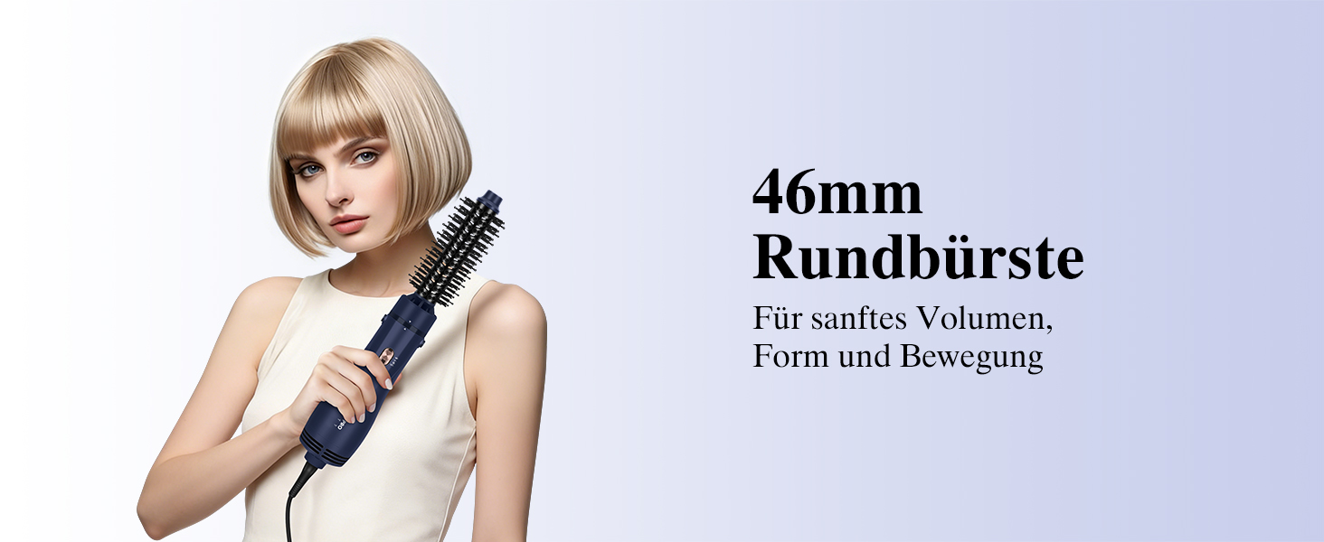 PARWIN PRO BEAUTY 3-в-1 Фен-щітка для волосся, стайлер, випрямляч, об'єм, локони, кераміка, іонна технологія, 1100 Вт, синій