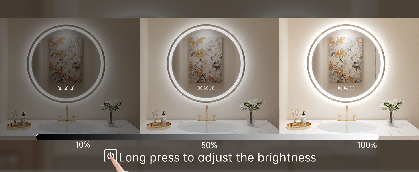 Дзеркало для ванної кімнати Habison з підсвічуванням 70x70 см LED, з годинником, сенсорним вимикачем, регулюванням яскравості, захистом від запотівання, 3-х кратним збільшенням, Bluetooth, 3 кольори світла