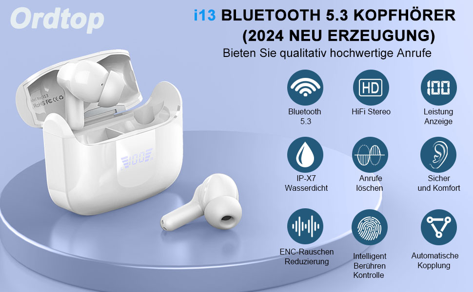 Навушники Bluetooth, 2024, 48h бездротовий, Bluetooth 5.3, 3D Hi-Fi, шумозаглушення ENC, IP7, USB-C