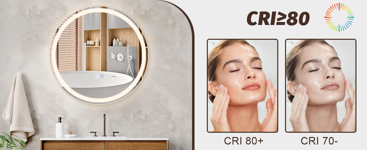 Дзеркало для ванної кімнати Mursche з підсвічуванням LED, 50x70 см, IP44, з сенсорним вимикачем та функцією запобігання запотіванню, регулювання яскравості 3000K-6500K