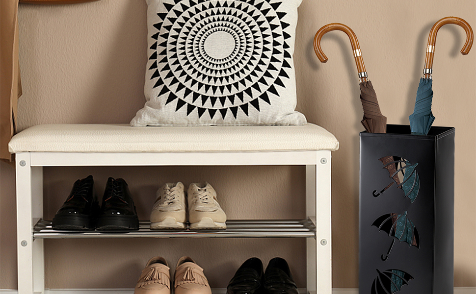 Металева підставка для парасольки Okllen, квадратна, чорна, 16x16x42 см