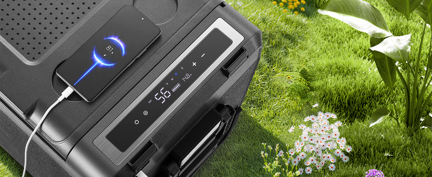 Автомобільний компресорний холодильник AAOBOSI 58L (-20°C/+20°C) з USB, 12/24V/230V для авто, вантажівок, човнів, кемпінгу та риболовлі, чорний