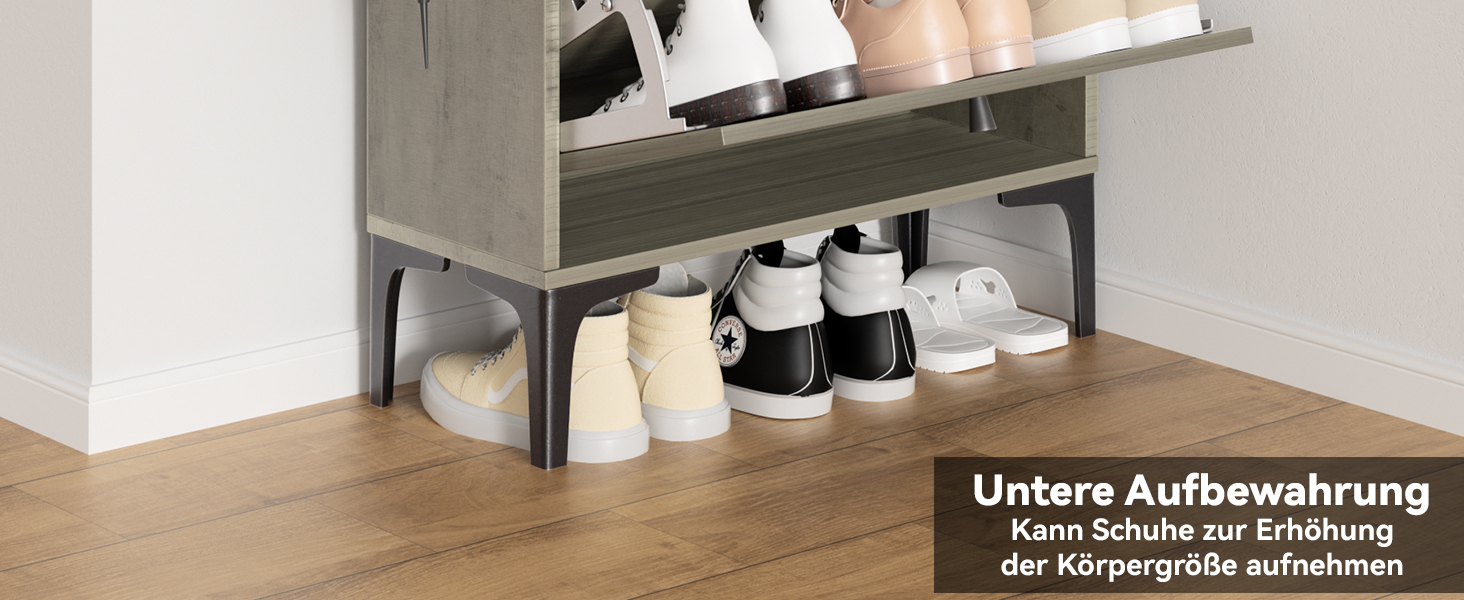 Взуттєва шафа Dripex, вузька, з 2 висувними ящиками-кипперами, металеві ніжки, для прихожей, вітальні, 80x24x100 см, білий (60 см, сірий)