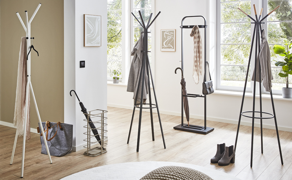 Вішалка для одягу HAKU Möbel, антрацит/чорний, метал/загартоване скло 8 мм, 35x183x35 см, сучасний стиль