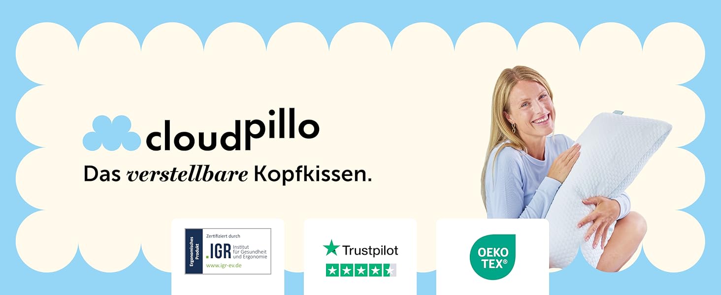 Cloudpillo Подушки з піною з пам'яті - комплект 2 шт., регульована висота, 40x80 см, ергономічні та гіпоалергенні подушки