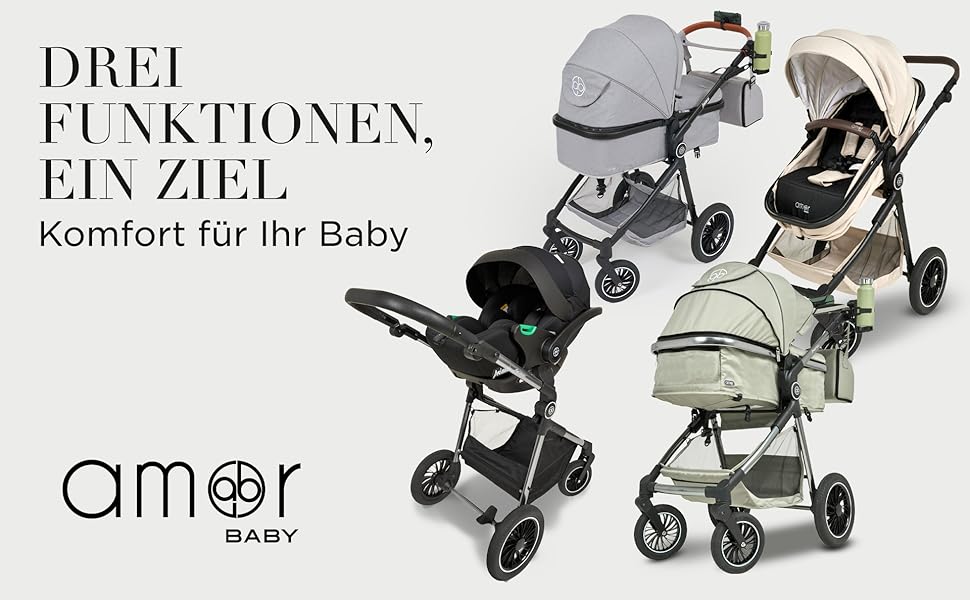 Дитяча коляска 3 в 1 з автокріслом та люлькою | Коляска для новонароджених з 5-точковим ременем безпеки | Кольори: світло-оливковий