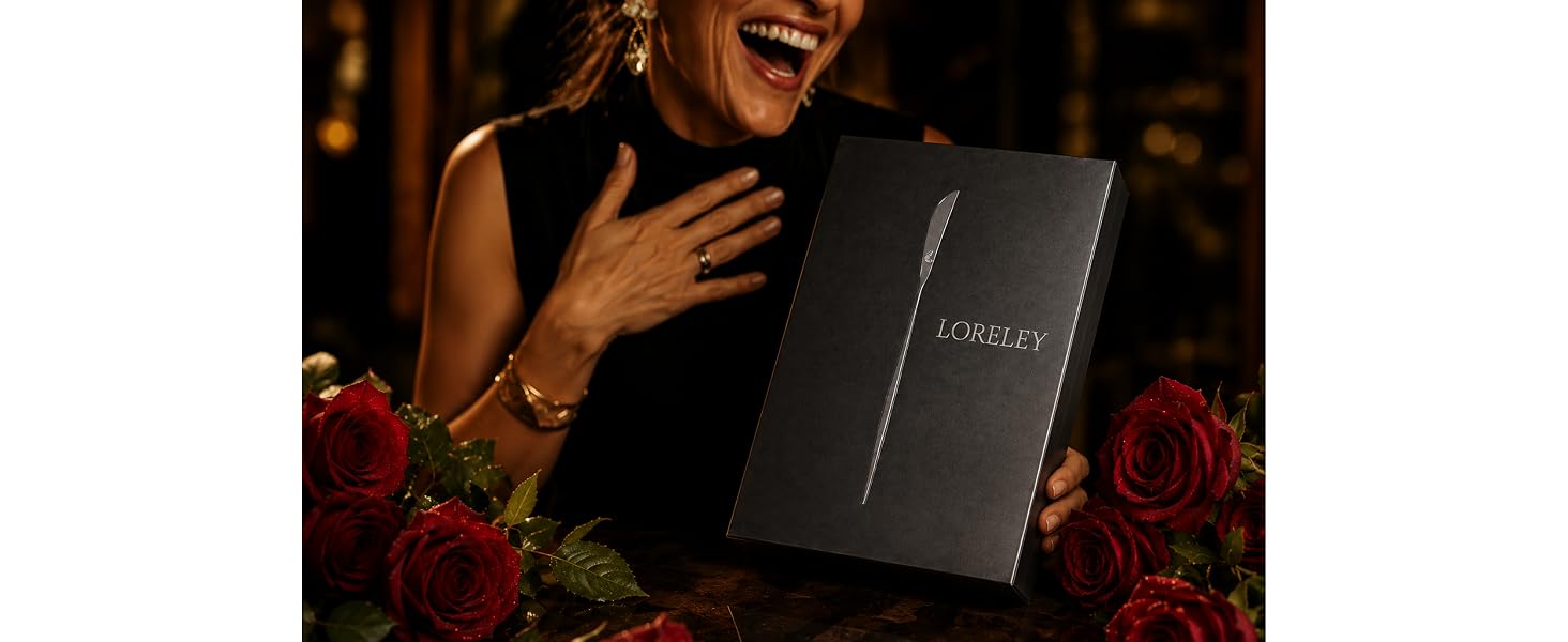 Набір столових приборів LORELEY MITTELRHEIN Premium, 24 предмети на 6 осіб, чорний матовий, нержавіюча сталь, для дому та ресторану