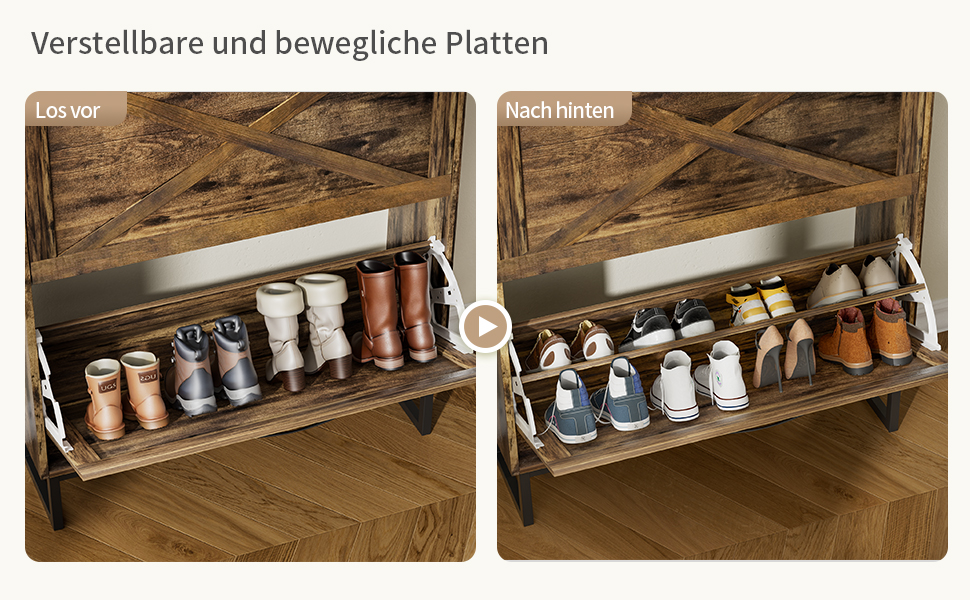 Шафа для взуття з 2 відкидними дверцятами, полиця для взуття в передпокій, вузька шафа-кіпер для взуття з 4 полицями, тумба для взуття з металевими ніжками, органайзер для взуття з дерева для стіни, 80x23,8x101,7 см, Білий (Коричневий)