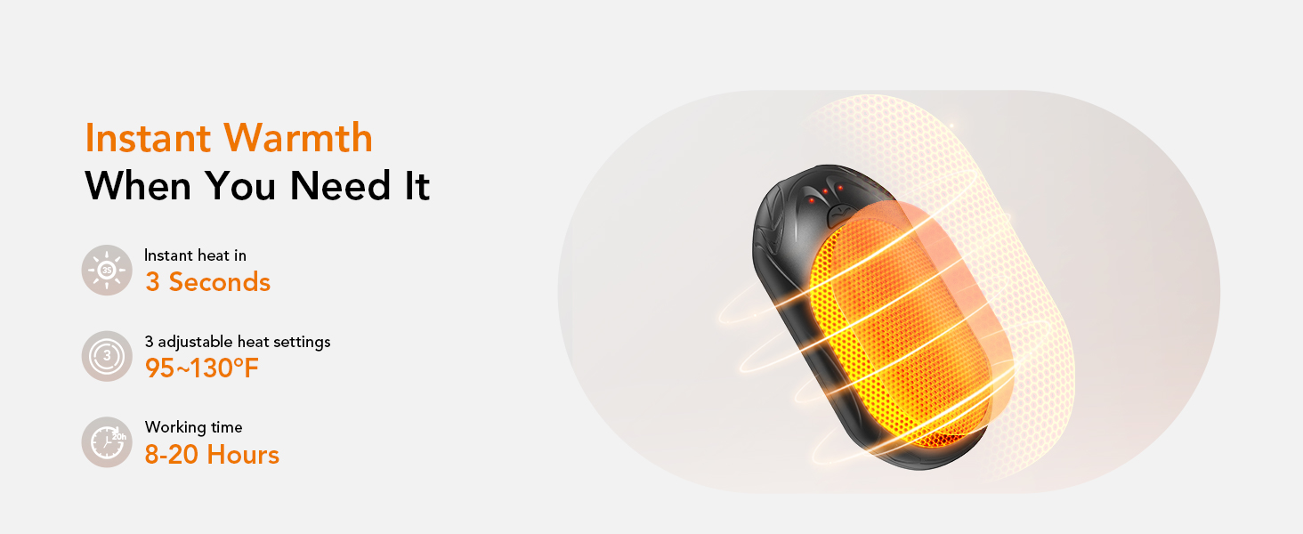 Портативні електричні грілки для рук 2 шт. 3000mAh, USB-C, 3 температурні режими (35-55°C), швидкий нагрів, для активного відпочинку, кемпінгу, подарунок, сріблясто-сірий M