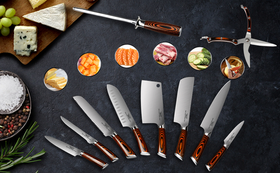 Професійний ніж для кухні Nakiri, 7 дюймів, ніж-сіка, з нержавіючої сталі з високим вмістом вуглецю, надзвичайно гострий, для кухні та ресторану (ніж Сантоку)