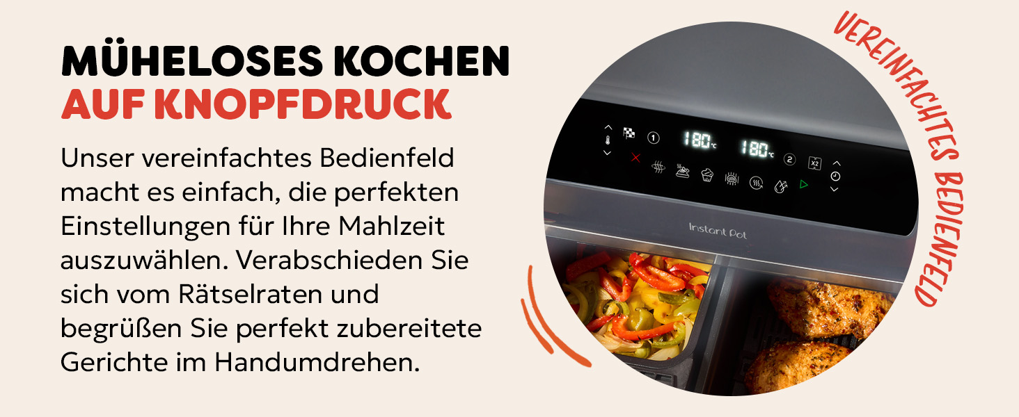 Фритюрниця повітряна Instant Pot Vortex Compact Trüffel Grau 5 л, сіра, 4-в-1: смаження, сушка, випікання, розігрів, антипригарне покриття, легко мити, для сім'ї
