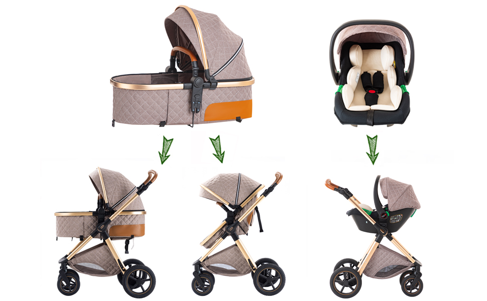 Дитяча коляска BEBBY 3-в-1: комбінована, бугі, туристична, для новонароджених, складна, біла Rice
