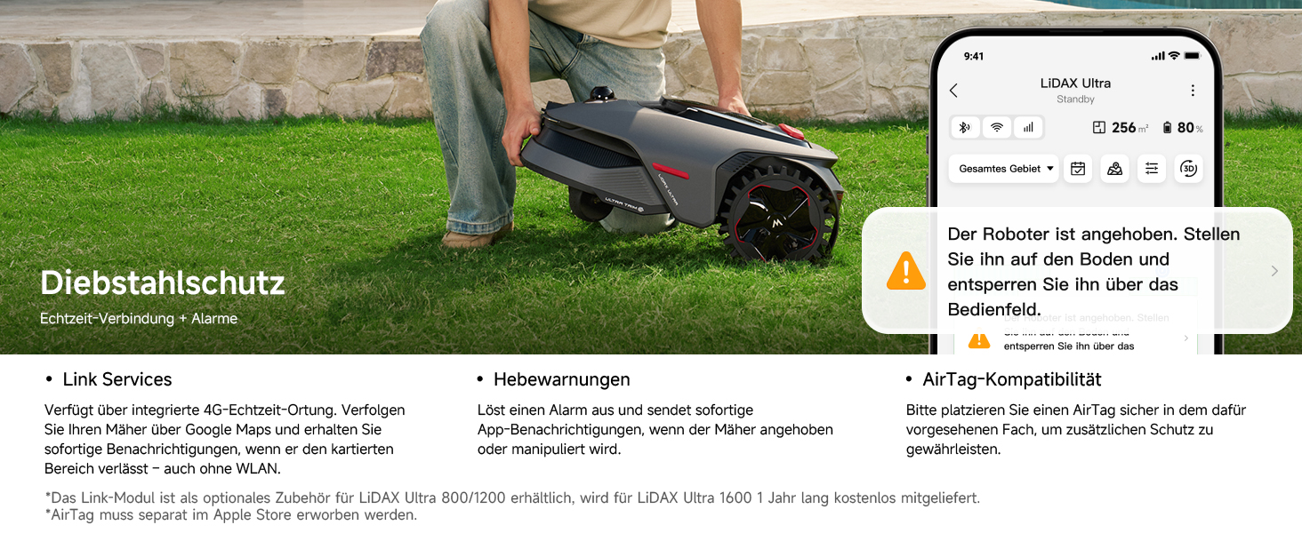 Робот-газонокосилка MOVA LiDAX Ultra 800 без дроту, до 800 м², LiDAR, AI Vision, зріз 5 см