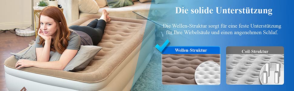 Надувний матрац Etekcity EAM-ET2 для відпочинку та кемпінгу, 203x152x46 см, білий, односпальний