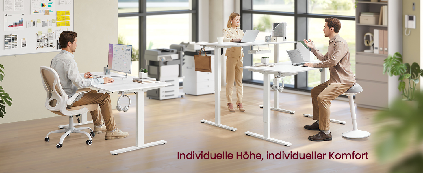 Стол для роботи VASAGLE з регулюванням висоти 160x80 см, USB-C, підставка для розеток, стоячий стіл, нагадування про перерви, 3 пам'яті, для офісу, матовий білий