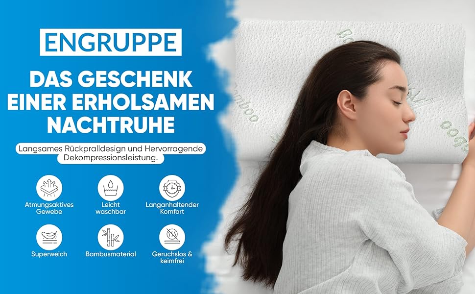 Ортопедична подушка для шиї з ефектом пам'яті (Memory Foam) – Ергономічна подушка для сну на боці та спині, дихаюча, зі знімним чохлом що миється
