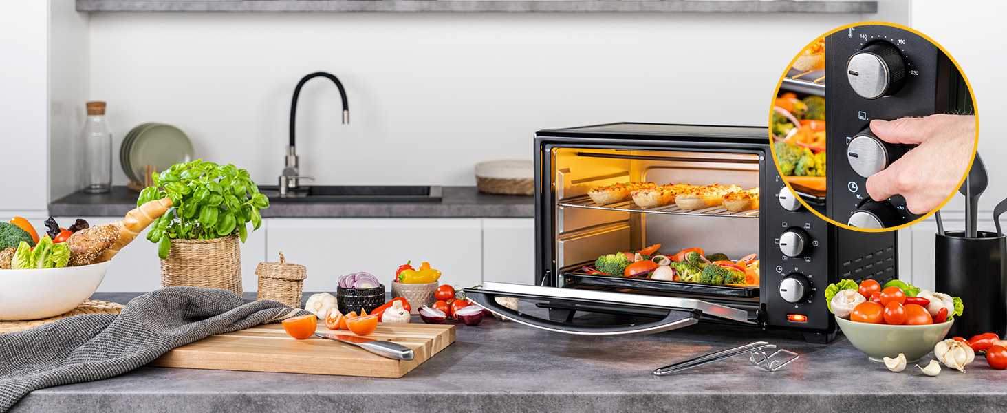 Міні-піч TZS First Austria 30L з регулюванням температури та грилем, 1600W - для кухні та кемпінгу