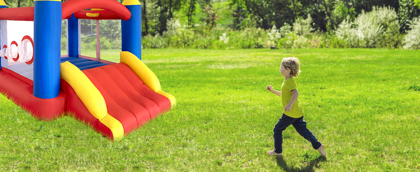 Надувний замок для дітей з повітряним насосом, міцний матеріал, для 3-4 дітей, 315x245x194 см, класична модель