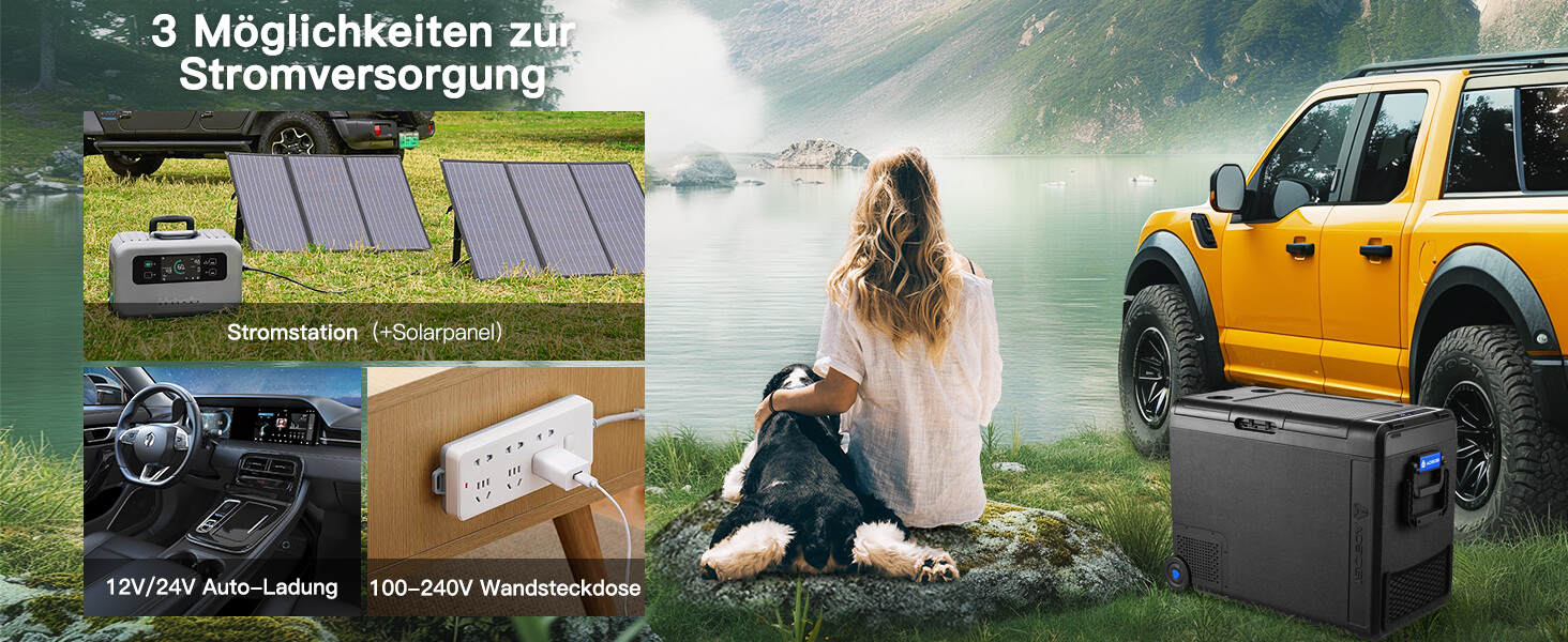 Автомобільний компресорний холодильник AAOBOSI 58L (-20°C/+20°C) з USB, 12/24V/230V для авто, вантажівок, човнів, кемпінгу та риболовлі, чорний