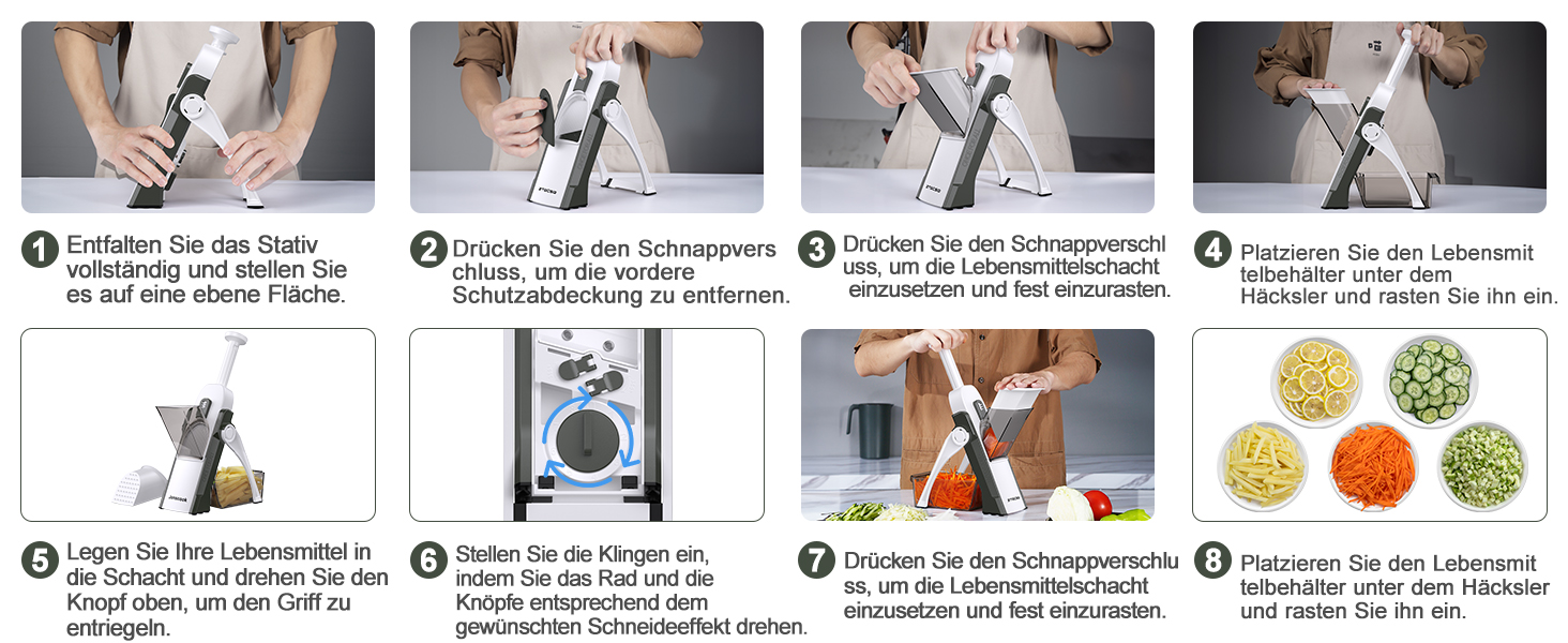 Набір для нарізання овочів 5-в-1: нарізувач, слайсер, набір для чищення, регулювання товщини 0,1-8 мм