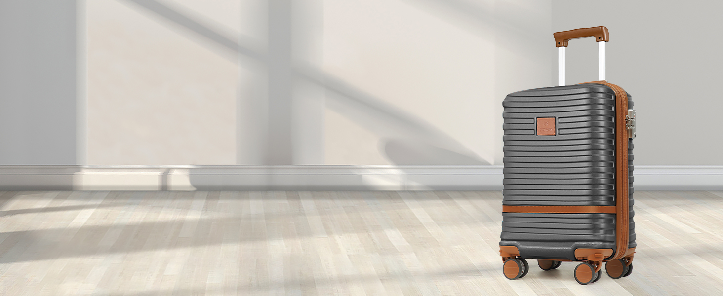 Набір валіз для подорожей Joyway 7 предметів, жорстка оболонка, з косметичкою, 4 колесами та TSA-замком, білий (Сірий/Коричневий)