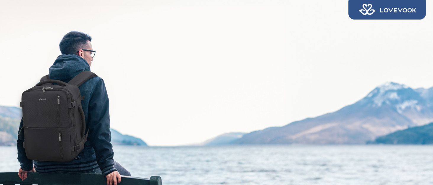 Рюкзак LOVEVOOK для ручної поклажі 40x30x20, 24л, для ноутбука 14 дюймів, з USB, чорний