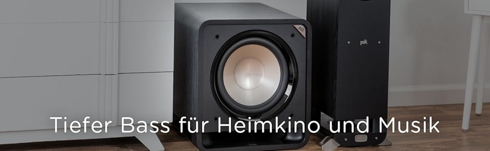 Активний сабвуфер Polk Audio HTS 12, баси 12 дюймів, 400 Вт, домашній кінотеатр і музика, чорний