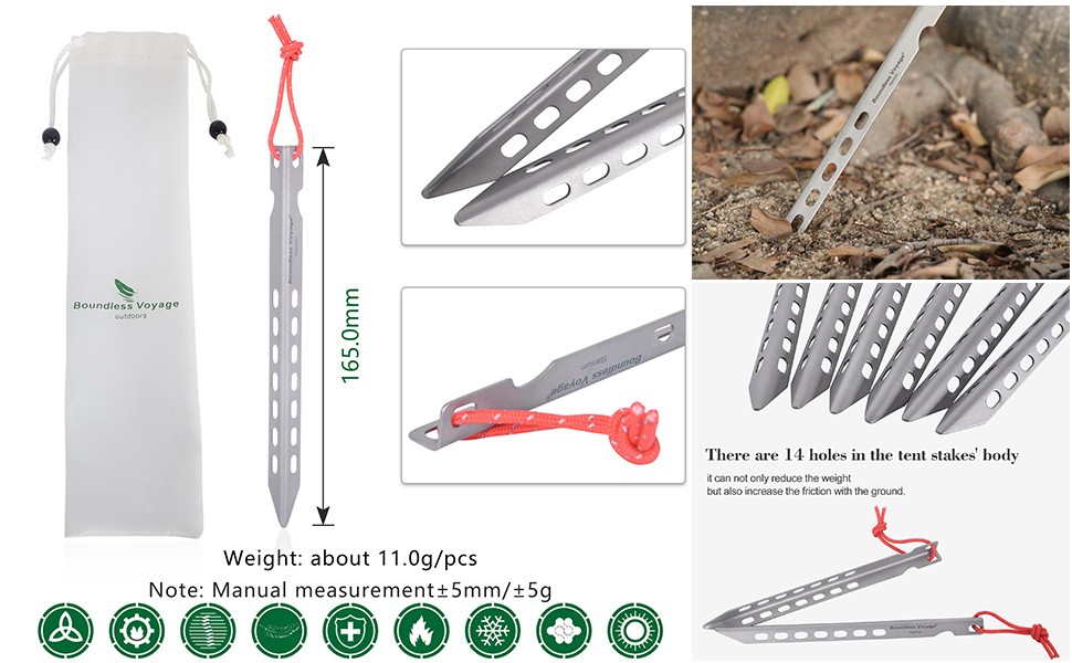 Титанові кілочки iBasingo, надлегкі цвяхи для наметів, кілки для кемпінгу, переносні кілочки для наметів, кілки для наметів, 6/8/12 шт., TI4008P (8 шт. - Ti4008P)