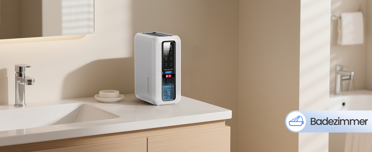 Електричний осушувач повітря з 2L баком та контролем вологості - тихий, для ванної кімнати, шафи. Білий та чорний кольори