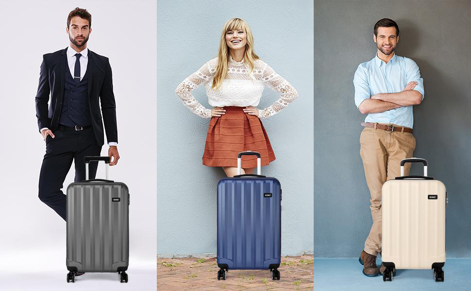 KONO Легкий ручний багаж, 55 x 35 x 20 см, жорсткий корпус, ABS, 4 колеса, бежевий колір