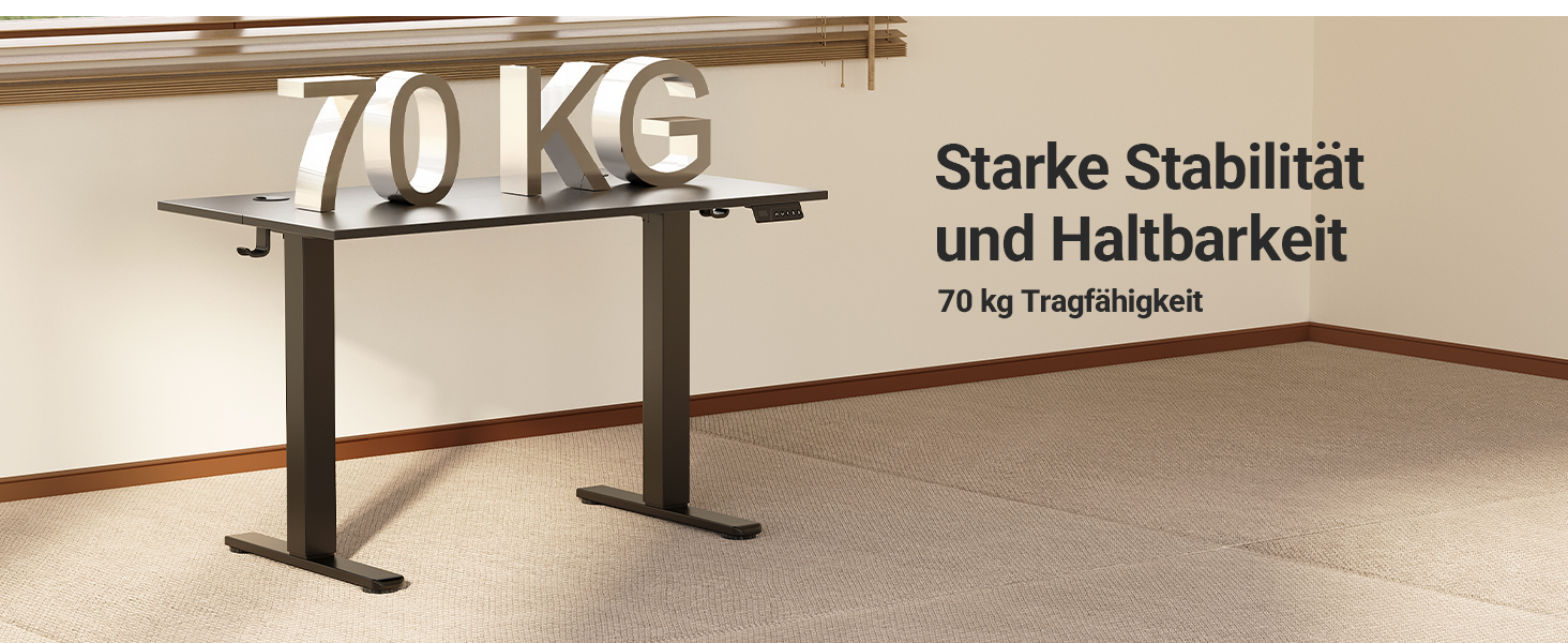 Електричний регульований стіл Claiks 120x60 см з пам'яттю, з гачками, чорний