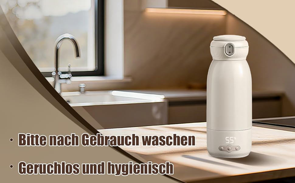 Портативний підігрівач для пляшечок Baby, 500 мл, для материнського молока та води, підігріває, підтримує тепло та стерилізує, швидкий нагрів за 3 хвилини, акумулятор 10400 mAh для тривалої роботи