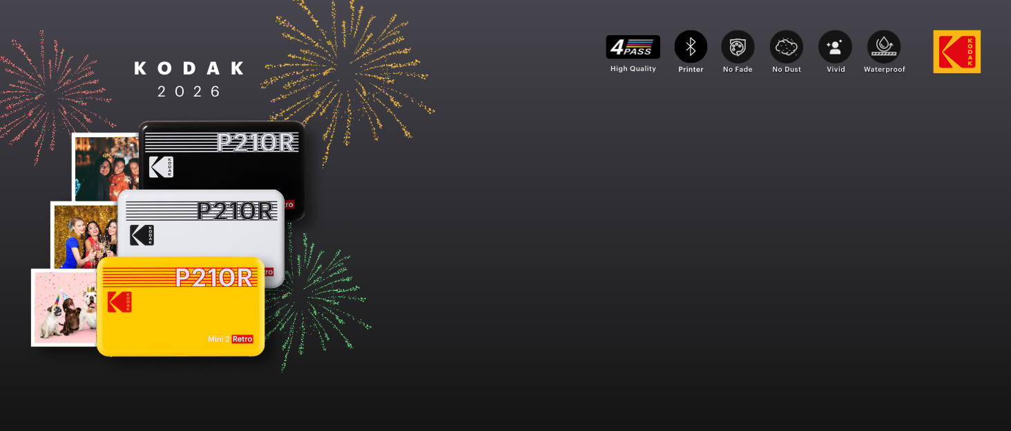 KODAK P210 Mini 2 Retro: Портативний кольоровий фотопринтер, Bluetooth, 54x86 мм, Laminierung, 6 картриджів, 38 аркушів