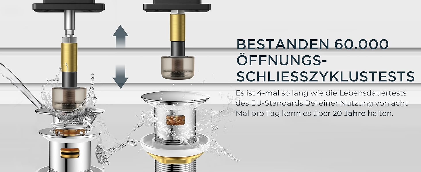 Змішувач для ванної кімнати FORIOUS водоспад, одноручний, з виливом 80 мм, хромований, економний, для ванної та туалету